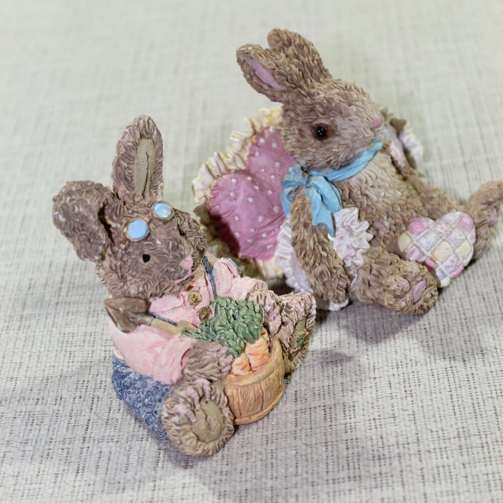 Set of 2 Decorative Bunnies - Boy and Girl